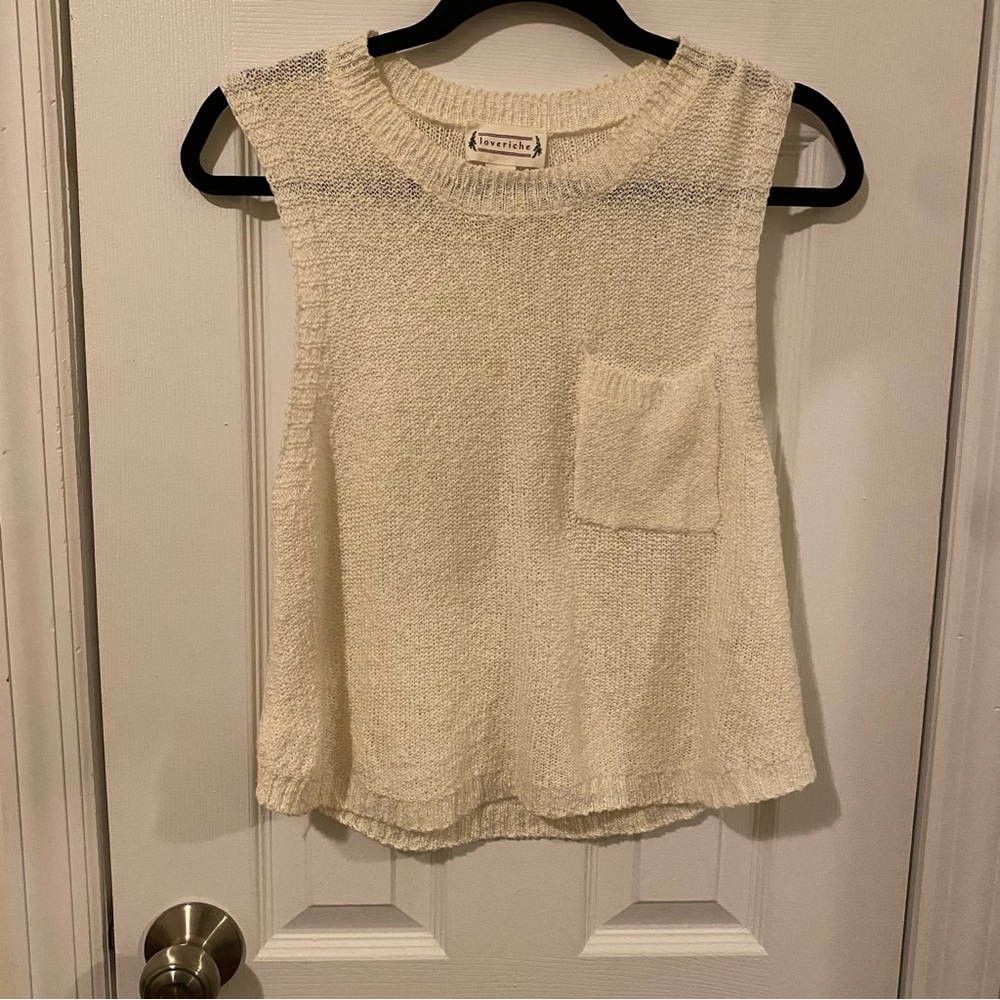 Love Riche Cream Textured Tank Top